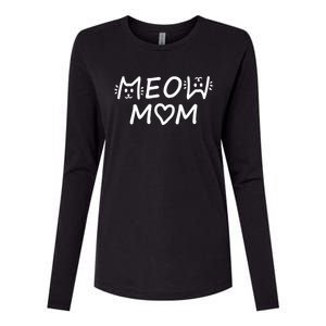 Meow Mom Cat Lady Cat Lovers Womens Cotton Relaxed Long Sleeve T-Shirt