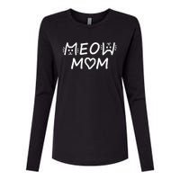 Meow Mom Cat Lady Cat Lovers Womens Cotton Relaxed Long Sleeve T-Shirt