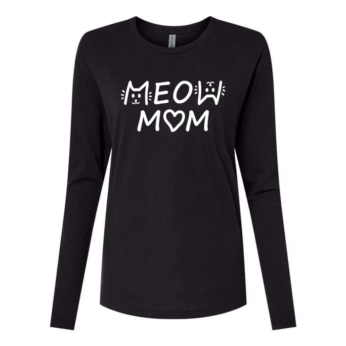 Meow Mom Cat Lady Cat Lovers Womens Cotton Relaxed Long Sleeve T-Shirt