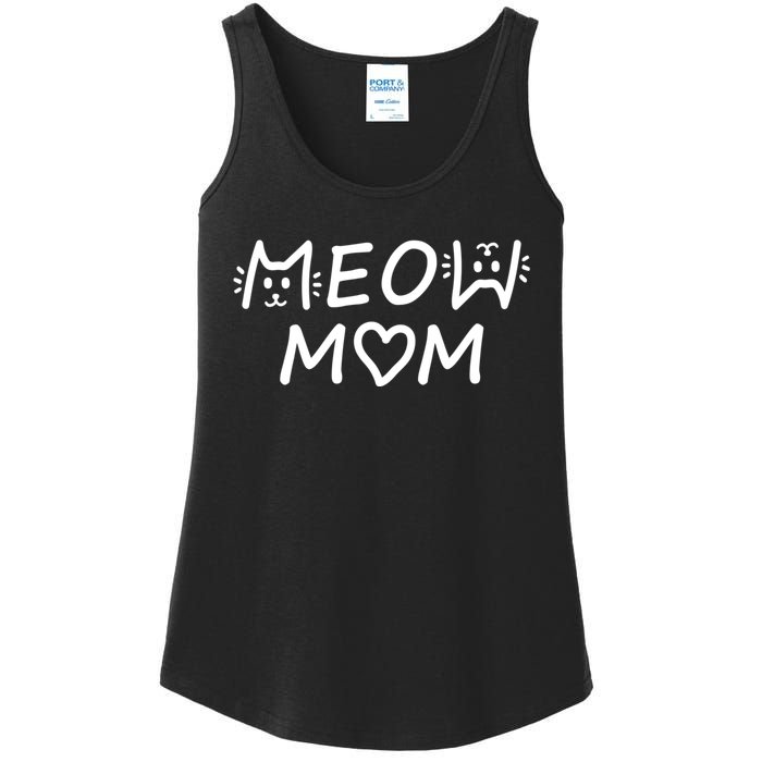 Meow Mom Cat Lady Cat Lovers Ladies Essential Tank