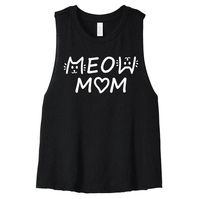 Meow Mom Cat Lady Cat Lovers Women's Racerback Cropped Tank