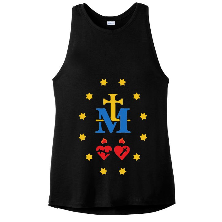 Miraculous Medal Catholic Holy Mary Sacred Heart Jesus Ladies PosiCharge Tri-Blend Wicking Tank