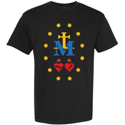 Miraculous Medal Catholic Holy Mary Sacred Heart Jesus Garment-Dyed Heavyweight T-Shirt