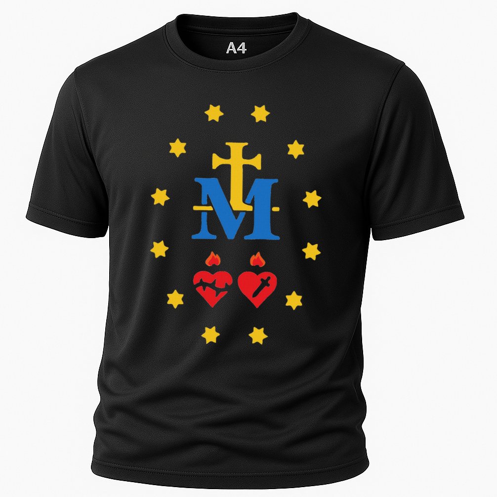 Miraculous Medal Catholic Holy Mary Sacred Heart Jesus Cooling Performance Crew T-Shirt