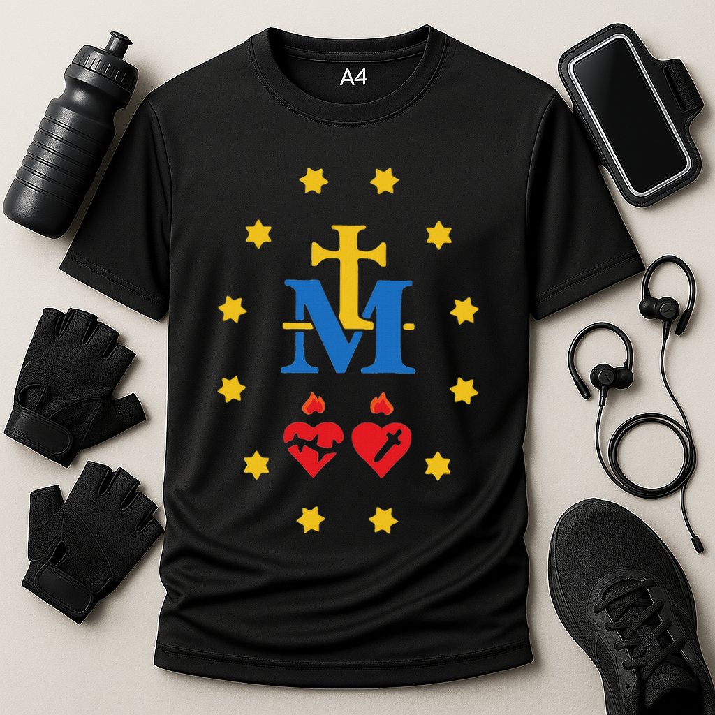 Miraculous Medal Catholic Holy Mary Sacred Heart Jesus Cooling Performance Crew T-Shirt