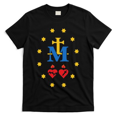Miraculous Medal Catholic Holy Mary Sacred Heart Jesus T-Shirt