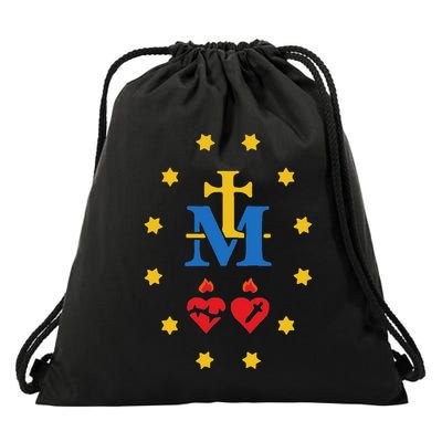 Miraculous Medal Catholic Holy Mary Sacred Heart Jesus Drawstring Bag
