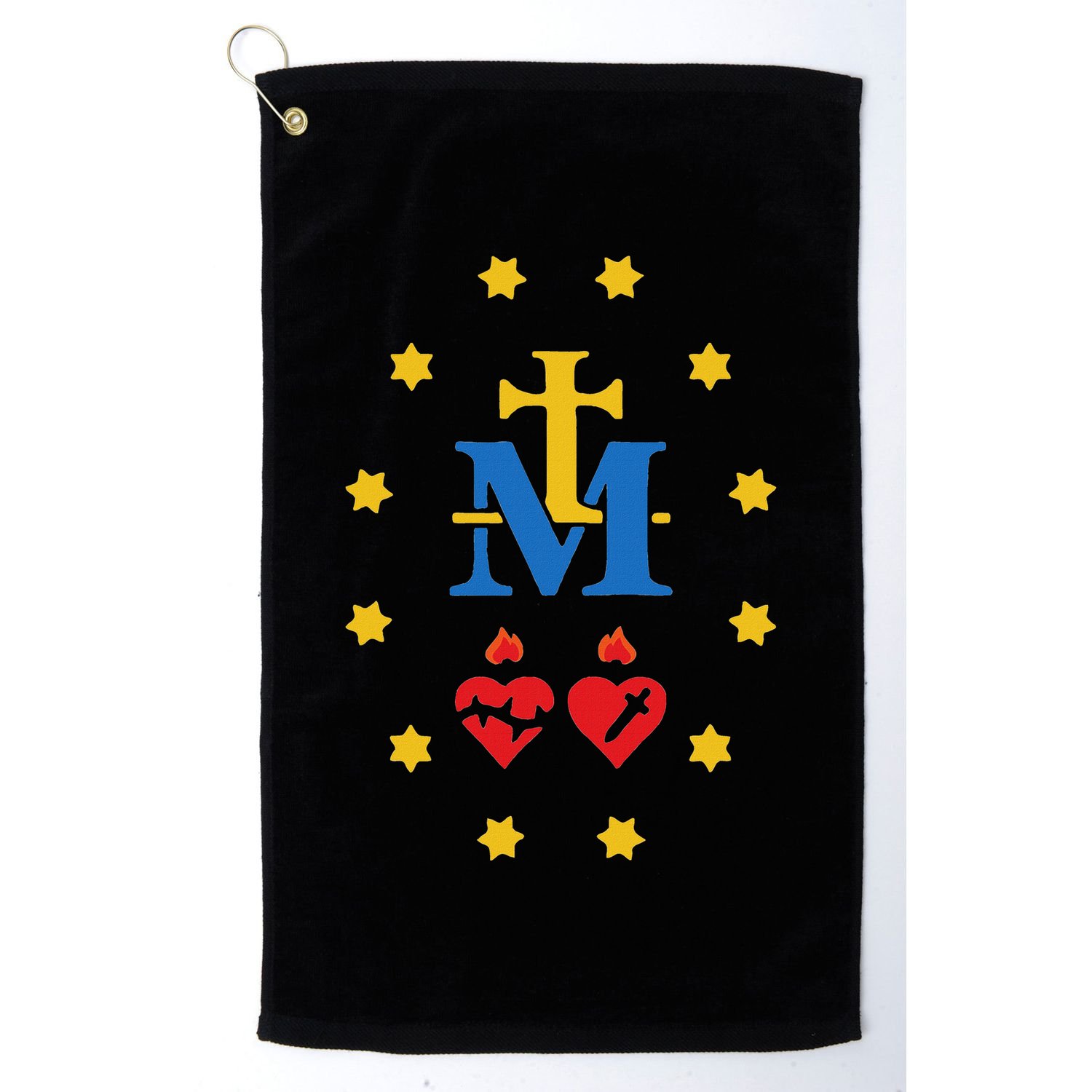 Miraculous Medal Catholic Holy Mary Sacred Heart Jesus Golf Towel
