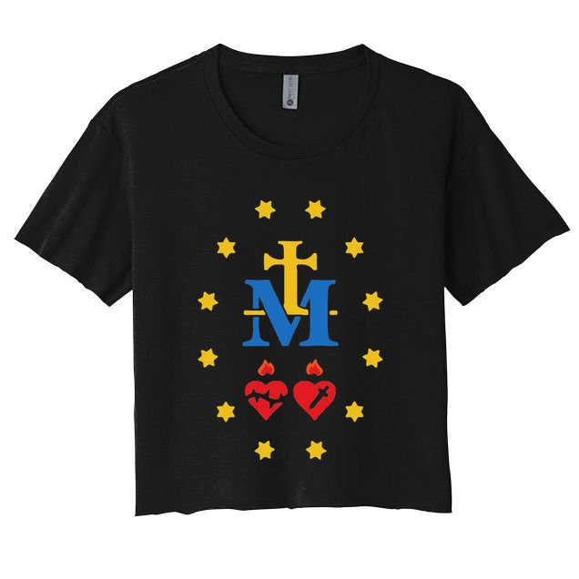 Miraculous Medal Catholic Holy Mary Sacred Heart Jesus Crop Top