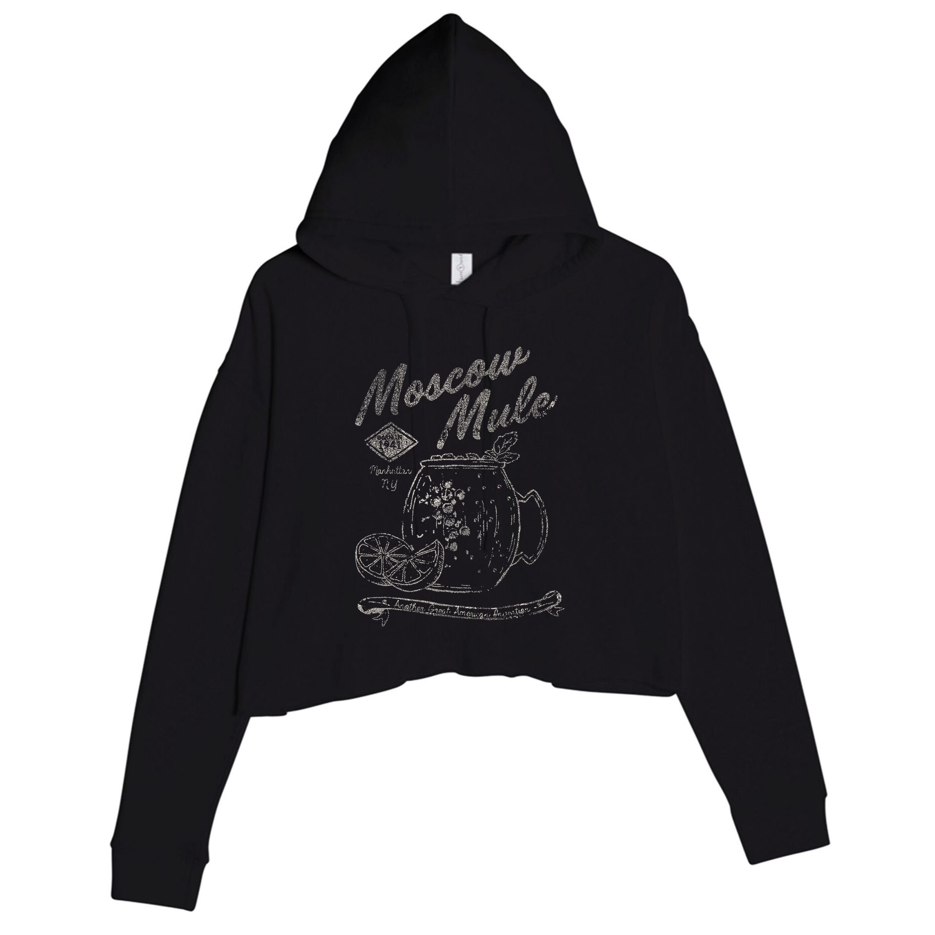 Moscow Mule Copper Mug Vintage Cocktail Crop Fleece Hoodie