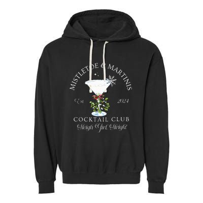 Mistletoe & Martinis Cocktail Club Sleigh Apparel Garment-Dyed Fleece Hoodie