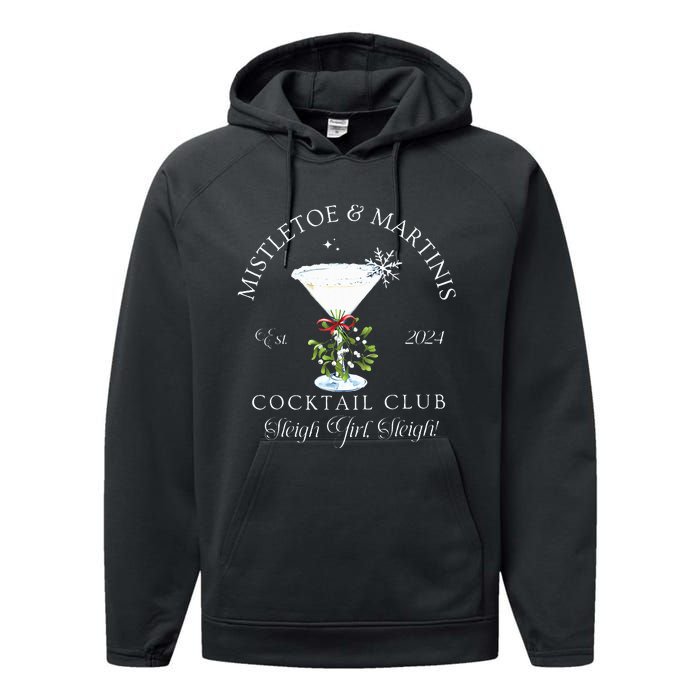 Mistletoe & Martinis Cocktail Club Sleigh Apparel Performance Fleece Hoodie