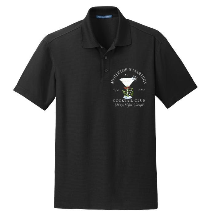 Mistletoe & Martinis Cocktail Club Sleigh Apparel Dry Zone Grid Polo