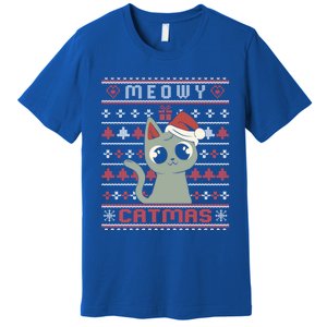 Meowy Merry Catmas Christmas Cat Lover Ugly Sweater Outfit Gift Premium T-Shirt