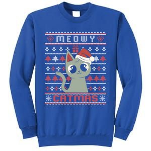 Meowy Merry Catmas Christmas Cat Lover Ugly Sweater Outfit Gift Tall Sweatshirt