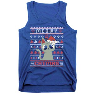 Meowy Merry Catmas Christmas Cat Lover Ugly Sweater Outfit Gift Tank Top