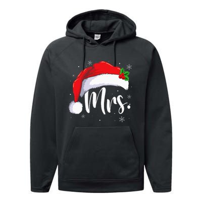 Mr Mrs Claus Xmas Couples Matching His And Her Pajamas  Performance Fleece Hoodie