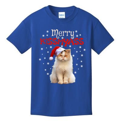 Merry Myass Cagift Cute Cat With Christmas Santa Hat Cute Gift Kids T-Shirt