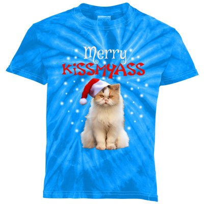 Merry Myass Cagift Cute Cat With Christmas Santa Hat Cute Gift Kids Tie-Dye T-Shirt