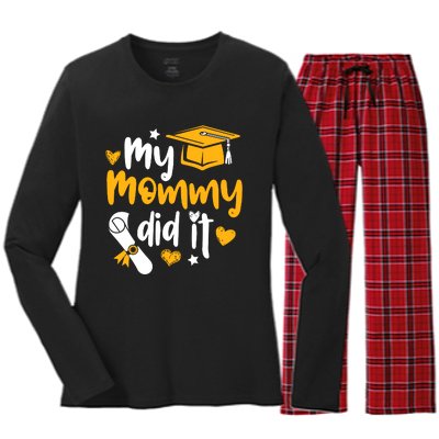 My Mommy Did It Graduate Graduation Proud Daughter Son Women's Long Sleeve Flannel Pajama Set 