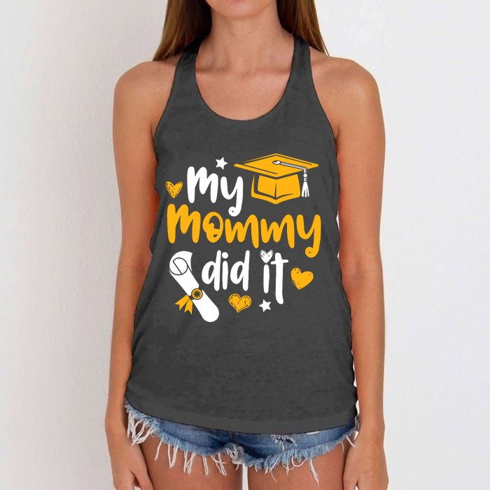 My Mommy Did It Graduate Graduation Proud Daughter Son Women's Knotted Racerback Tank