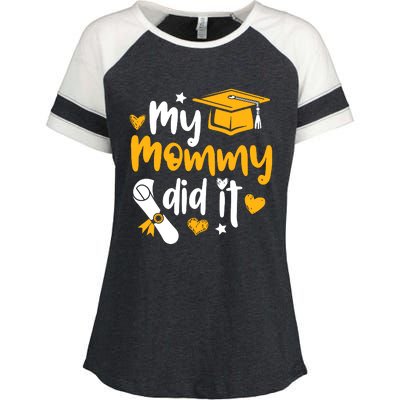 My Mommy Did It Graduate Graduation Proud Daughter Son Enza Ladies Jersey Colorblock Tee