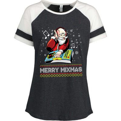 Merry Mixmas Dj Christmas Celebrate Holidays Joy Party Great Gift Enza Ladies Jersey Colorblock Tee