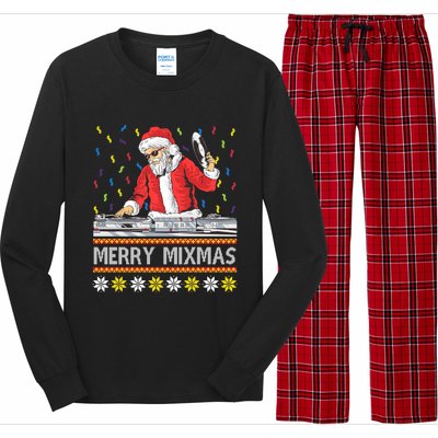 Merry Mixmas Dj Santa Claus Music Lovers Christmas Party Gift Long Sleeve Pajama Set