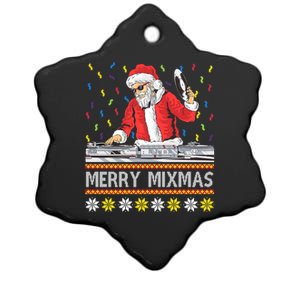 Merry Mixmas Dj Santa Claus Music Lovers Christmas Party Gift Ceramic Star Ornament