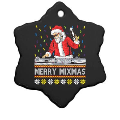 Merry Mixmas Dj Santa Claus Music Lovers Christmas Party Gift Ceramic Star Ornament