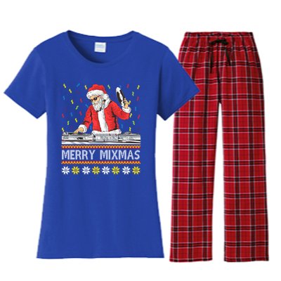 Merry Mixmas Dj Santa Claus Music Lovers Christmas Party Gift Women's Flannel Pajama Set