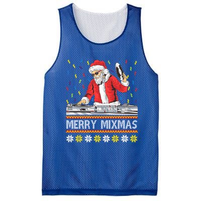 Merry Mixmas Dj Santa Claus Music Lovers Christmas Party Gift Mesh Reversible Basketball Jersey Tank