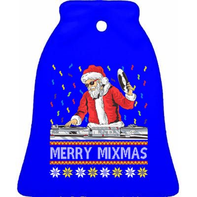 Merry Mixmas Dj Santa Claus Music Lovers Christmas Party Gift Ceramic Bell Ornament