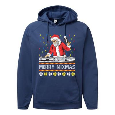 Merry Mixmas Dj Santa Claus Music Lovers Christmas Party Gift Performance Fleece Hoodie