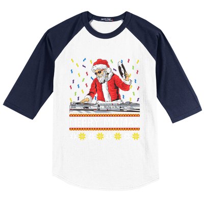 Merry Mixmas Dj Santa Claus Music Lovers Christmas Party Gift Baseball Sleeve Shirt