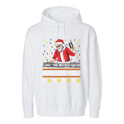 Merry Mixmas Dj Santa Claus Music Lovers Christmas Party Gift Garment-Dyed Fleece Hoodie