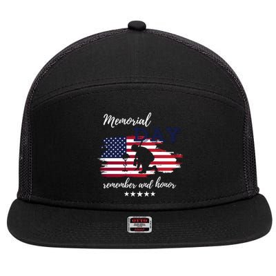 Military Memorial Day Patriotic American 7 Panel Mesh Trucker Snapback Hat