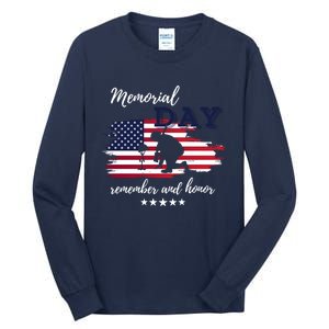 Military Memorial Day Patriotic American Tall Long Sleeve T-Shirt