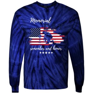 Military Memorial Day Patriotic American Tie-Dye Long Sleeve Shirt