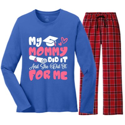 My Mommy Did It And She Did It Graduation Mom Proud Gift Women's Long Sleeve Flannel Pajama Set 