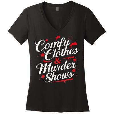 Murder Mystery Detective Documentary True Crime Women's V-Neck T-Shirt