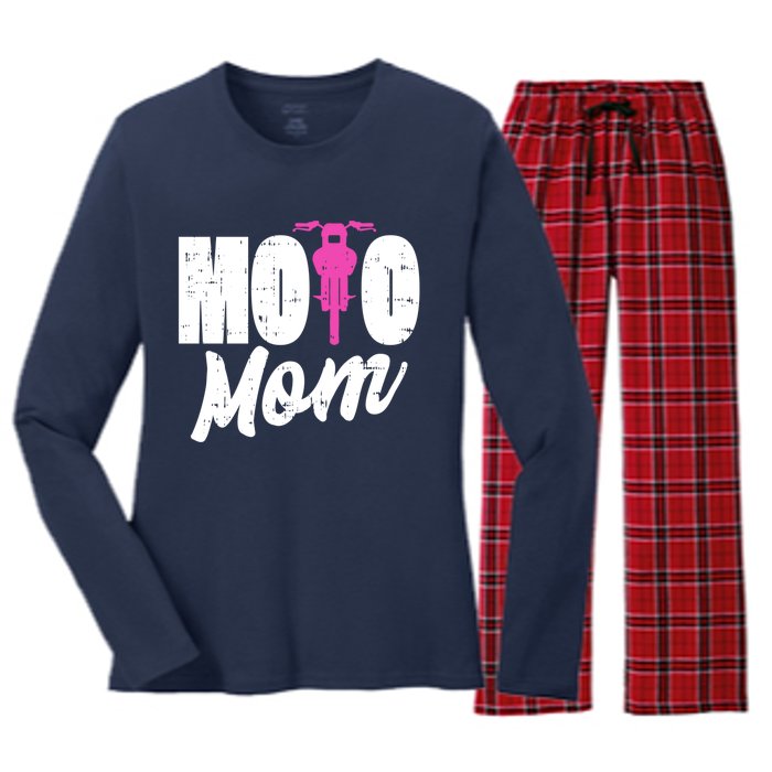 Motorcycle Motocross Dirt Bike Racing Moto Mom Gift Women's Long Sleeve Flannel Pajama Set 