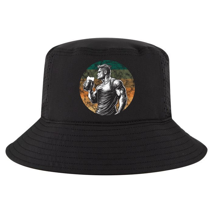Muscular Man Drinking Beer Cool Comfort Performance Bucket Hat