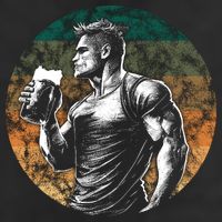 Muscular Man Drinking Beer Cool Comfort Performance Bucket Hat