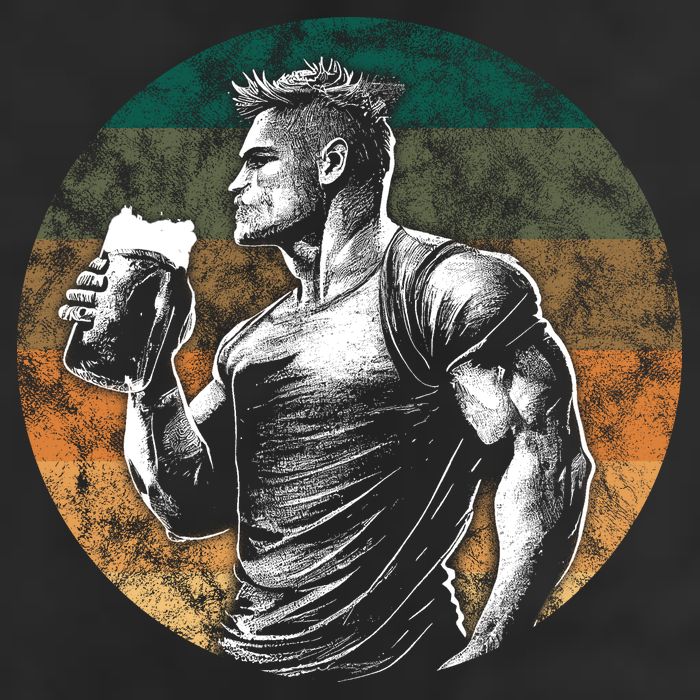 Muscular Man Drinking Beer Cool Comfort Performance Bucket Hat