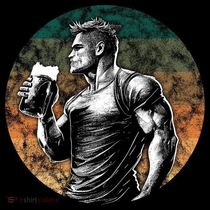 Muscular Man Drinking Beer Sustainable Bucket Hat