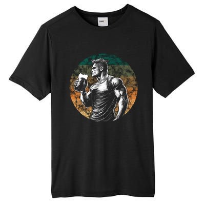 Muscular Man Drinking Beer Tall Fusion ChromaSoft Performance T-Shirt