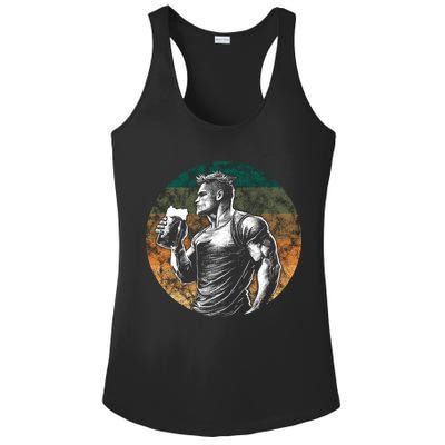 Muscular Man Drinking Beer Ladies PosiCharge Competitor Racerback Tank