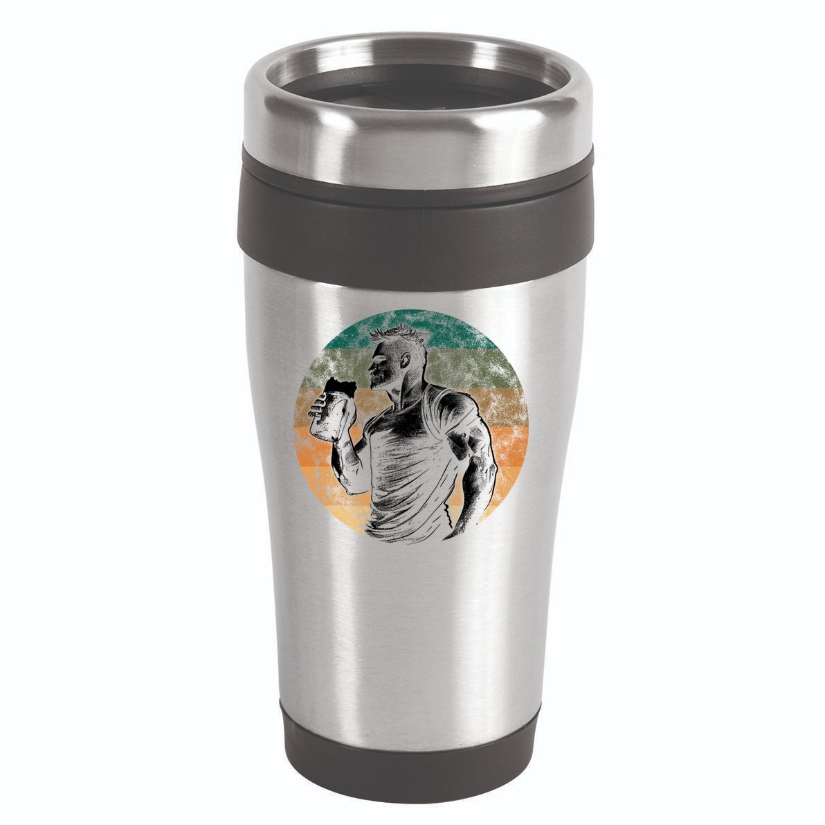Muscular Man Drinking Beer 16oz Travel Tumbler