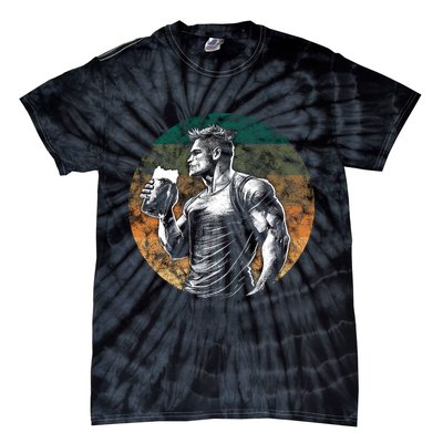 Muscular Man Drinking Beer Tie-Dye T-Shirt